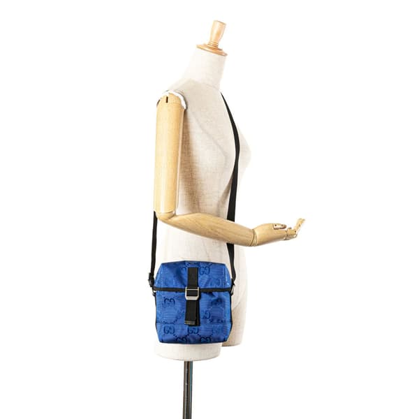 Pre-owned Gucci GG Econyl Off The Grid Messenger Bag Blue