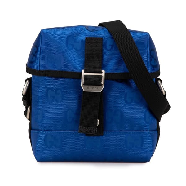 Pre-owned Gucci GG Econyl Off The Grid Messenger Bag Blue