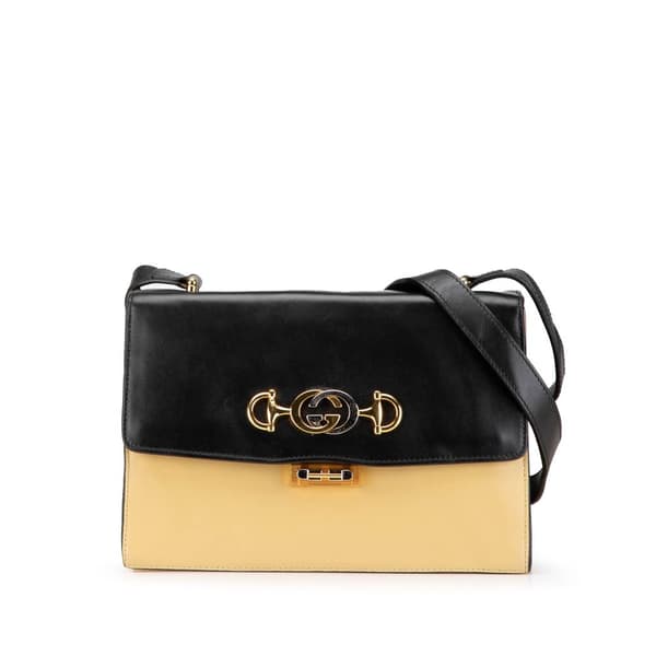 Pre-owned Gucci Small Bicolor Leather Zumi Flap Crossbody Brown