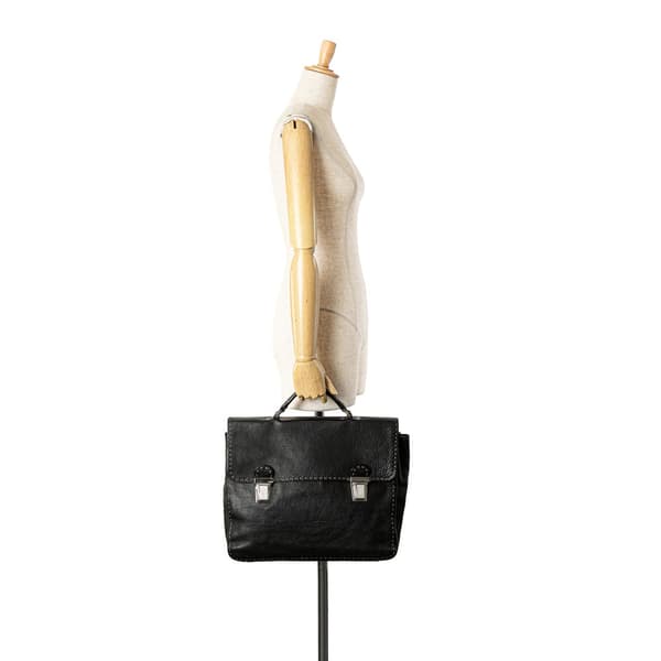 Pre-owned Fendi Leather Selleria Briefcase Black