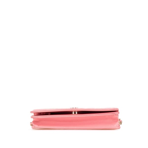 Pre-owned Chanel CC Caviar Camellia Wallet On Chain Pink