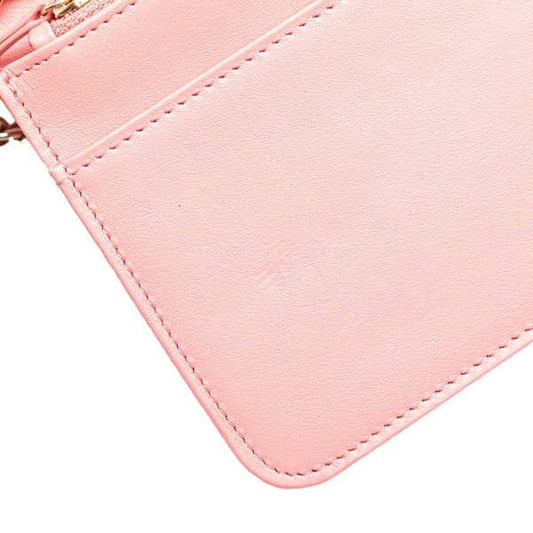 Pre-owned Chanel CC Caviar Camellia Wallet On Chain Pink