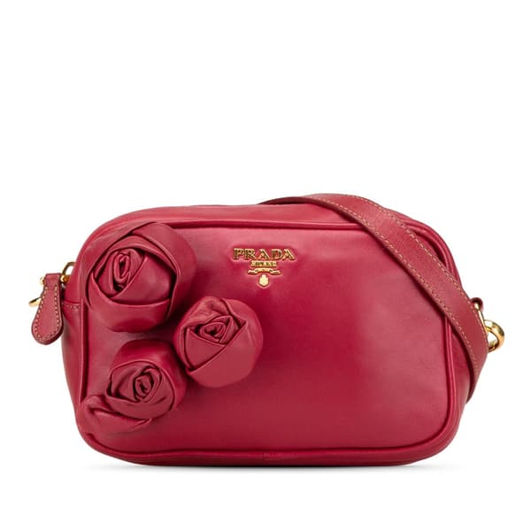 Pre-owned Prada Nappa Rosette Crossbody Red