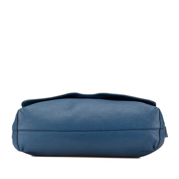 Pre-owned Gucci Pebbled Calfskin Soho Messenger Bag Blue