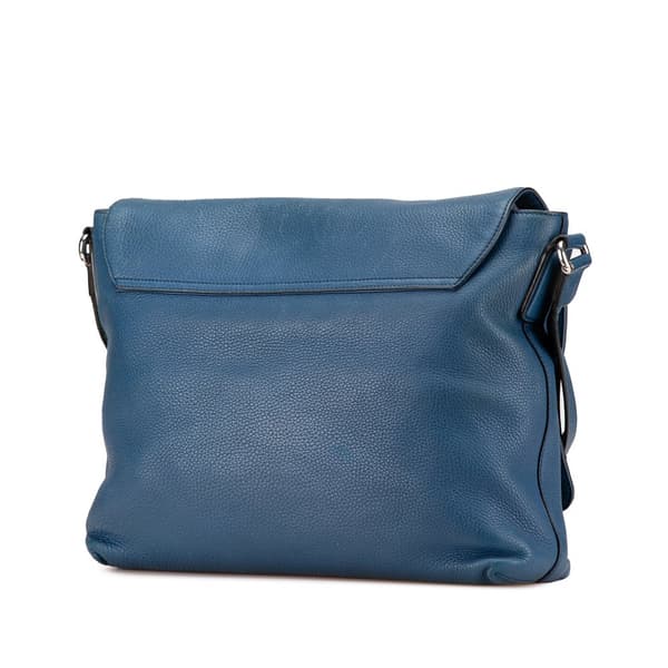 Pre-owned Gucci Pebbled Calfskin Soho Messenger Bag Blue