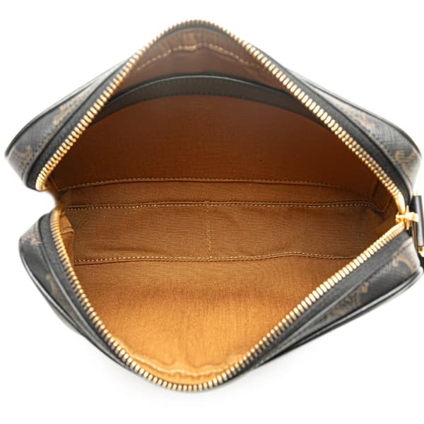 Pre-owned Celine Triomphe Coated Canvas Logo Crossbody Brown