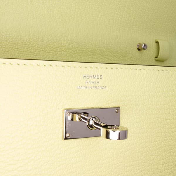 Pre-owned Hermès Chevre Mysore Kelly To Go Wallet Green