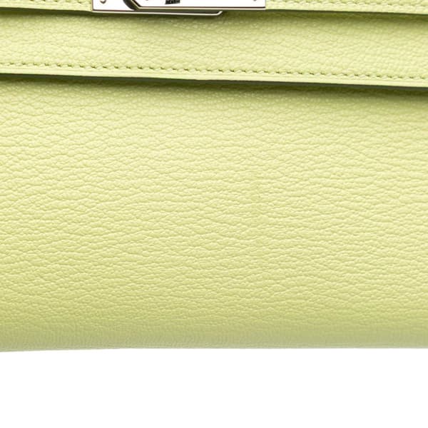 Pre-owned Hermès Chevre Mysore Kelly To Go Wallet Green