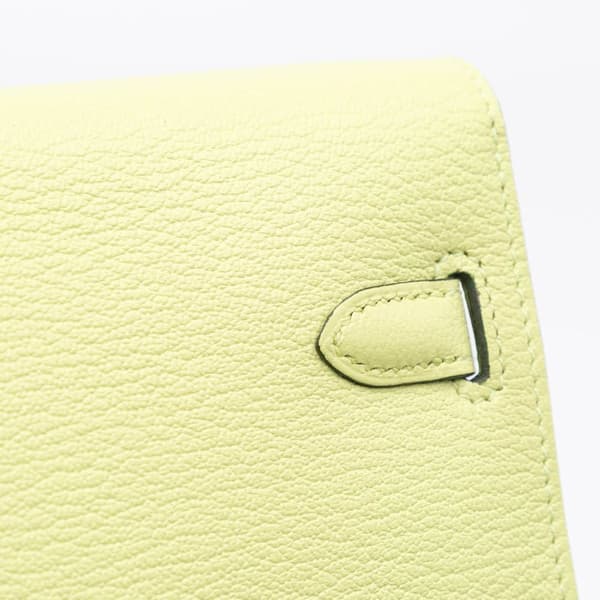 Pre-owned Hermès Chevre Mysore Kelly To Go Wallet Green