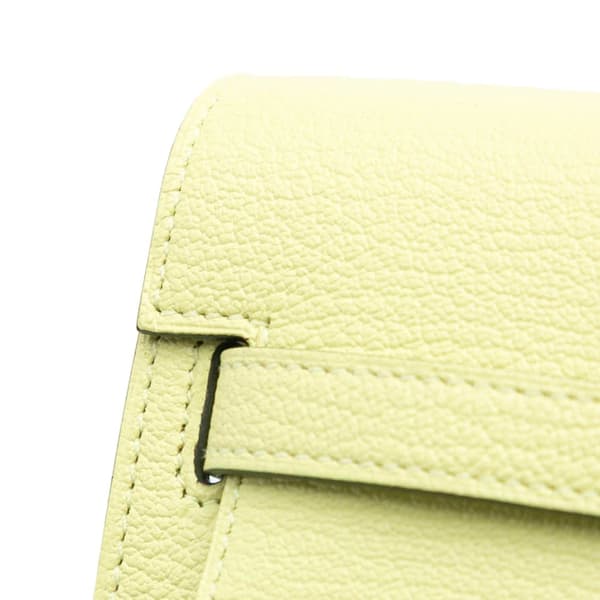 Pre-owned Hermès Chevre Mysore Kelly To Go Wallet Green