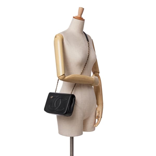 Pre-owned Chanel Lambskin CC Mania Flap Black