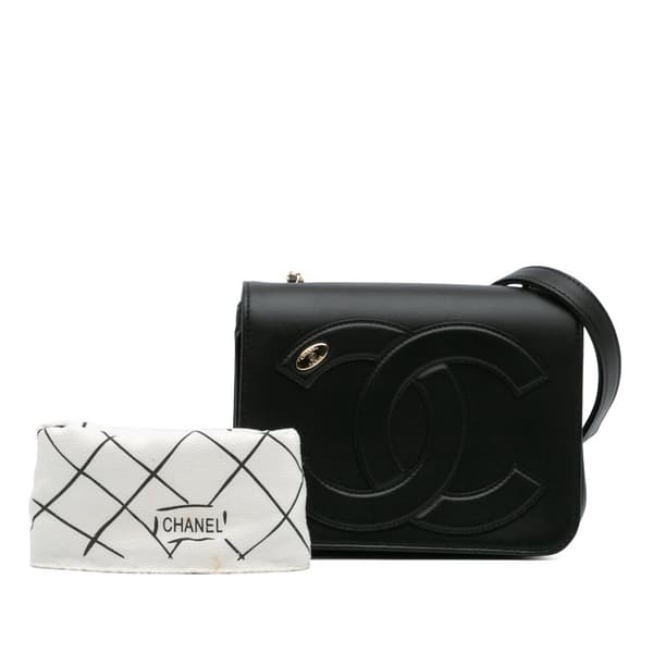 Pre-owned Chanel Lambskin CC Mania Flap Black