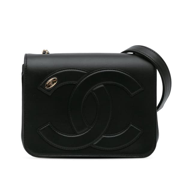 Pre-owned Chanel Lambskin CC Mania Flap Black