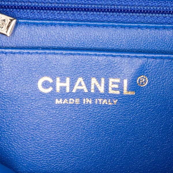 Pre-owned Chanel Mini Square Classic Lambskin Single Flap Blue