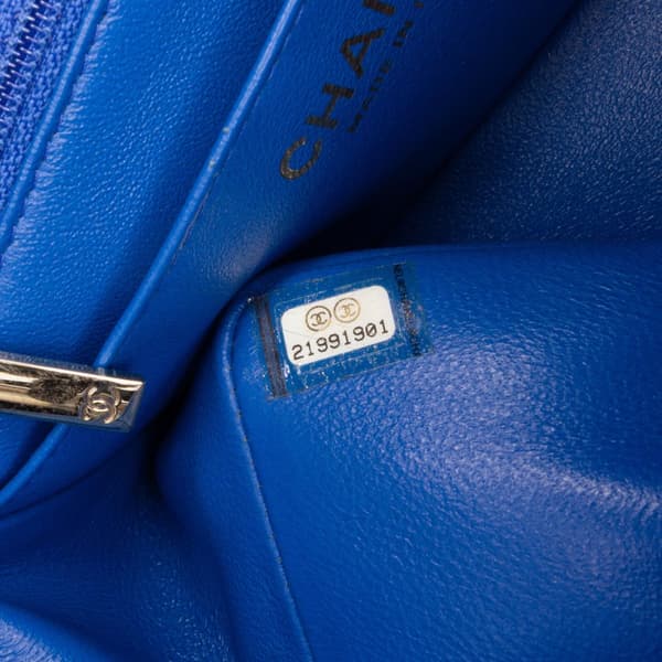 Pre-owned Chanel Mini Square Classic Lambskin Single Flap Blue
