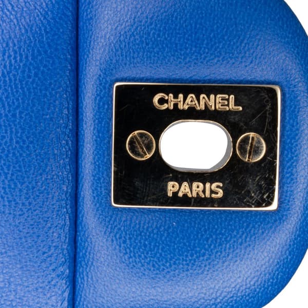 Pre-owned Chanel Mini Square Classic Lambskin Single Flap Blue