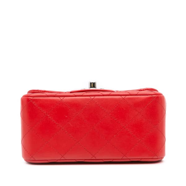 Pre-owned Chanel Mini Square Classic Lambskin Flap Red