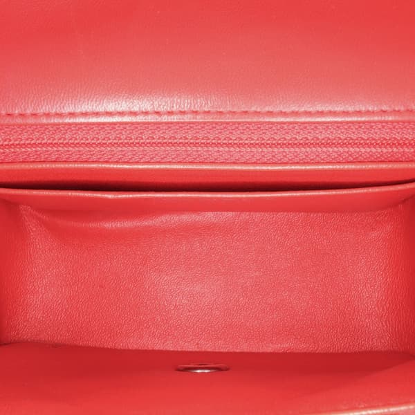 Pre-owned Chanel Mini Square Classic Lambskin Flap Red