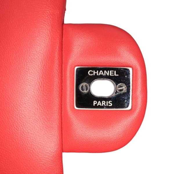 Pre-owned Chanel Mini Square Classic Lambskin Flap Red