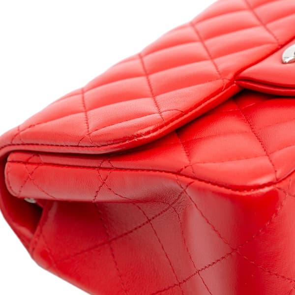 Pre-owned Chanel Mini Square Classic Lambskin Flap Red