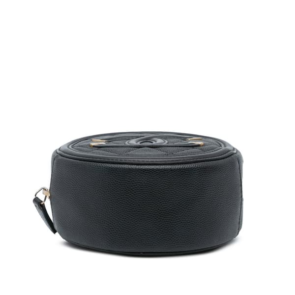 Pre-owned Chanel Caviar CC Filigree Round Crossbody Black