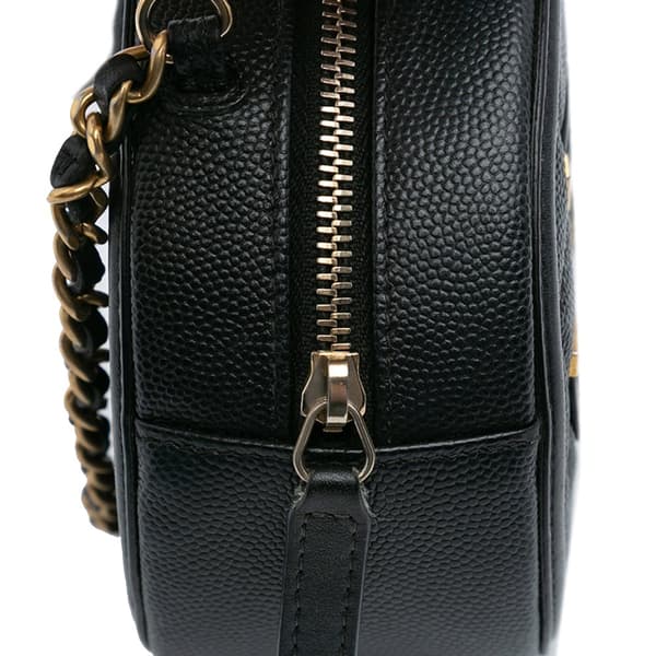 Pre-owned Chanel Caviar CC Filigree Round Crossbody Black