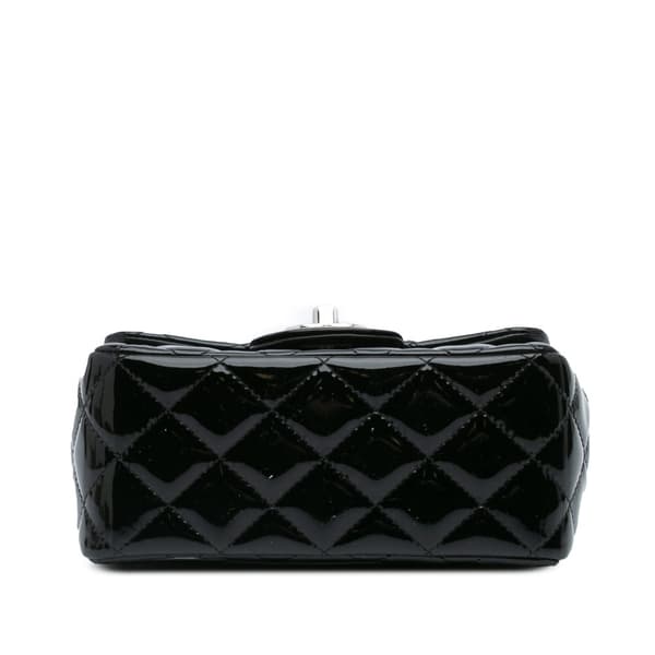 Pre-owned Chanel Mini Square Classic Patent Single Flap Black