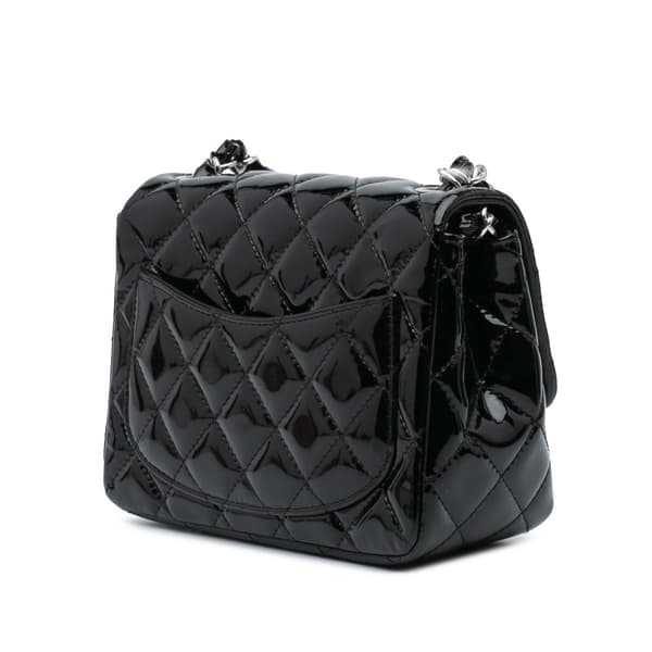 Pre-owned Chanel Mini Square Classic Patent Single Flap Black