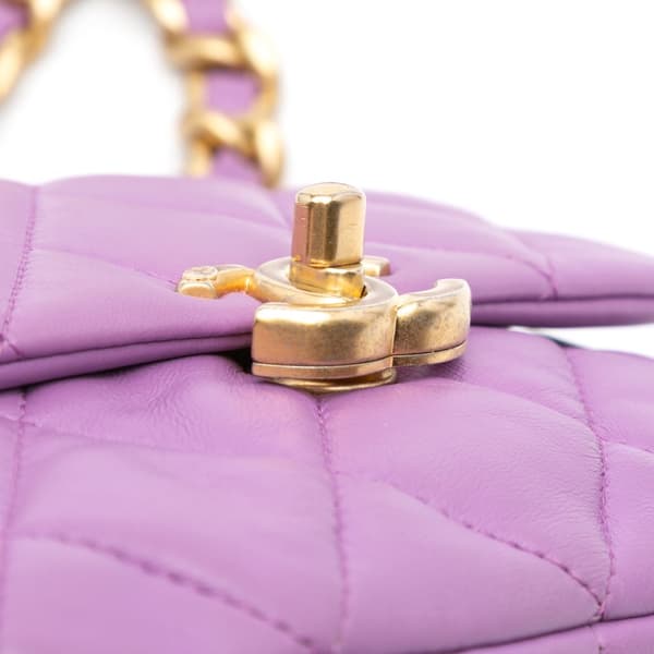 Pre-owned Chanel Mini Quilted Lambskin Candy Chain Flap Purple