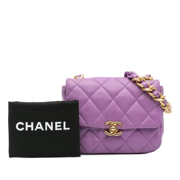 Pre-owned Chanel Mini Quilted Lambskin Candy Chain Flap Purple