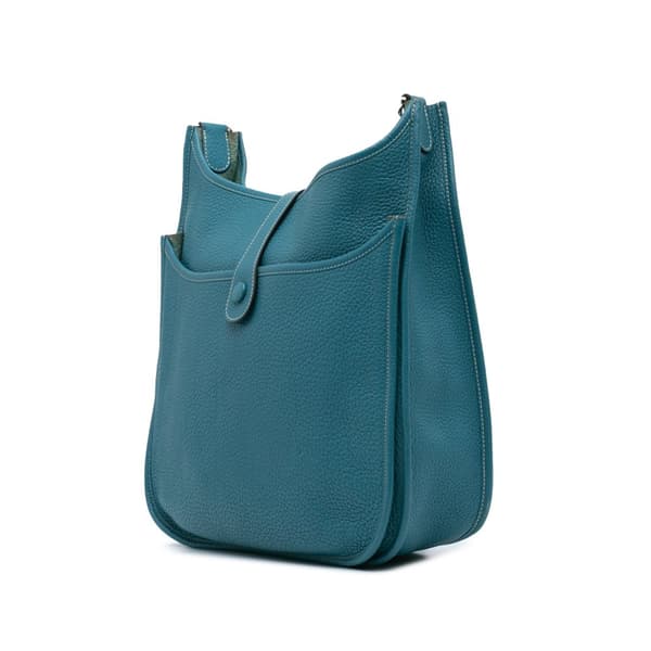 Pre-owned Hermès Clemence Evelyne III 29 Blue