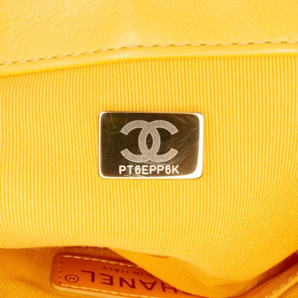 Pre-owned Chanel Mini Square Velvet Camellia Embossed Flap Yellow