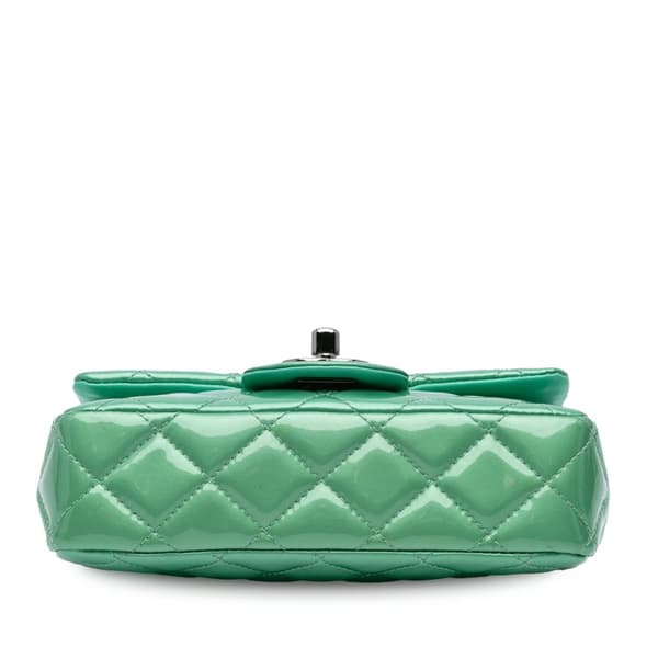 Pre-owned Chanel Extra Mini Rectangular Classic Patent Single Flap Green