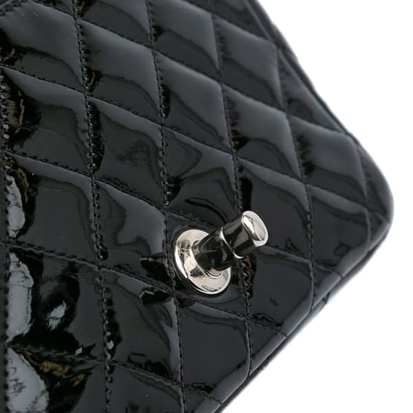 Pre-owned Chanel Mini Square Classic Patent Single Flap Black
