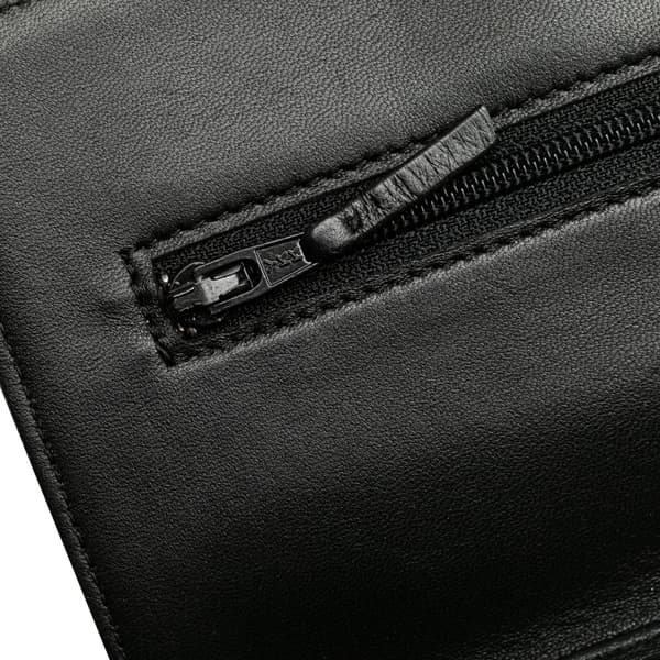 Pre-owned Chanel Lambskin Camellia Embossed Wallet On Chain Black