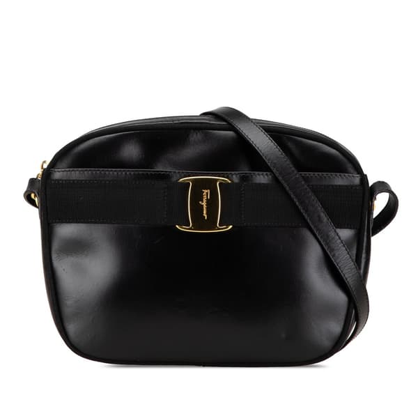 Pre-owned Ferragamo Vara Calfskin Crossbody Black