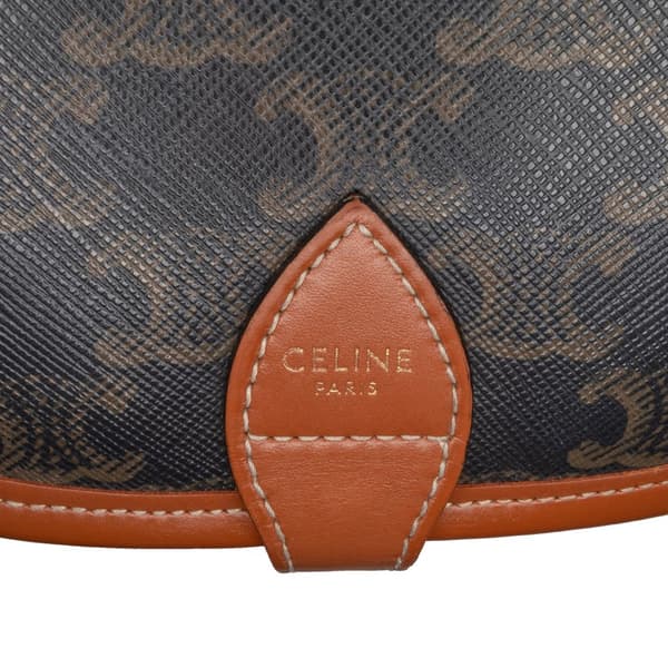 Pre-owned Celine Medium Triomphe Coated Canvas Folco Crossbody Brown