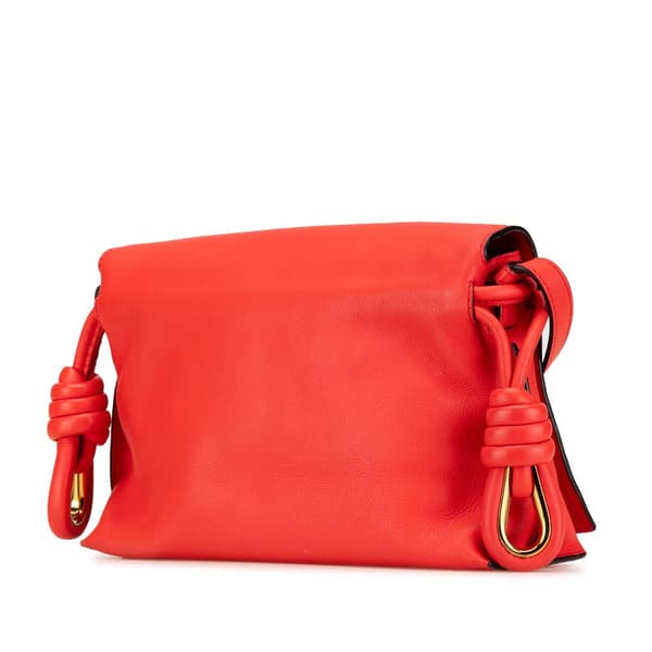 Pre-owned LOEWE Leather Flamenco Knot Whipstitch Crossbody Red