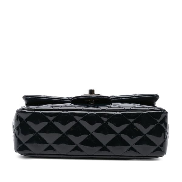 Pre-owned Chanel Mini Rectangular Classic Patent Single Flap Blue