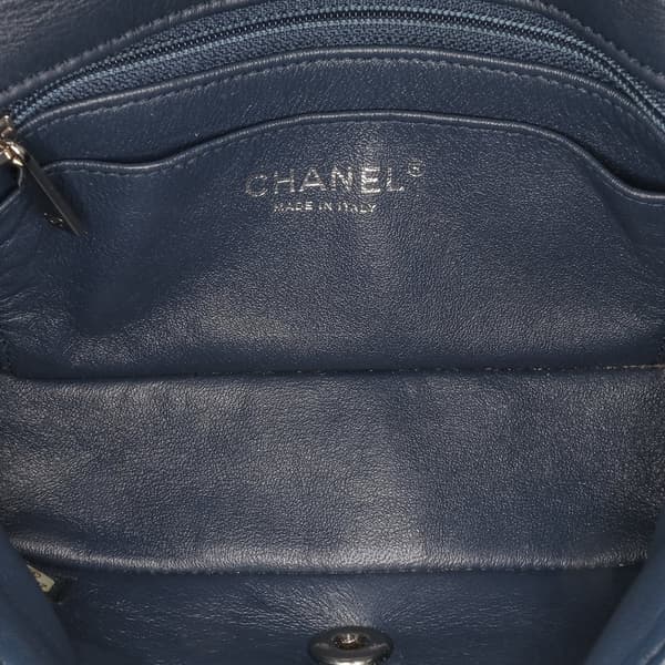 Pre-owned Chanel Mini Rectangular Classic Patent Single Flap Blue