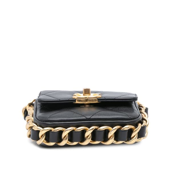 Pre-owned Chanel Mini Quilted Calfskin Framing Chain Flap Black