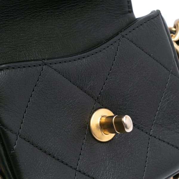 Pre-owned Chanel Mini Quilted Calfskin Framing Chain Flap Black