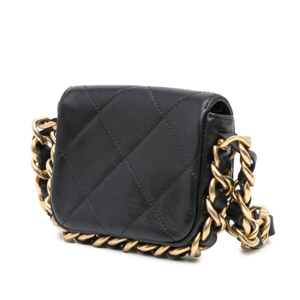 Pre-owned Chanel Mini Quilted Calfskin Framing Chain Flap Black