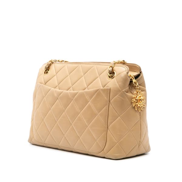 Pre-owned Chanel Quilted Lambskin Sun Charm Chain Crossbody Brown