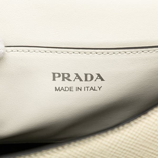 Pre-owned Prada Saffiano Cuir Monochrome Robot Patches Envelope Chain Flap White