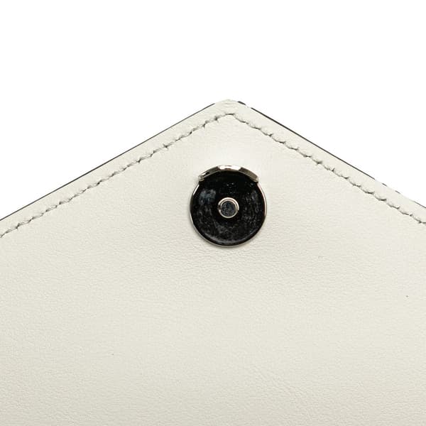 Pre-owned Prada Saffiano Cuir Monochrome Robot Patches Envelope Chain Flap White