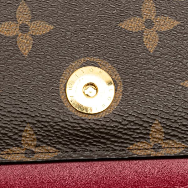 Pre-owned Louis Vuitton Monogram Flore Wallet On Chain Brown