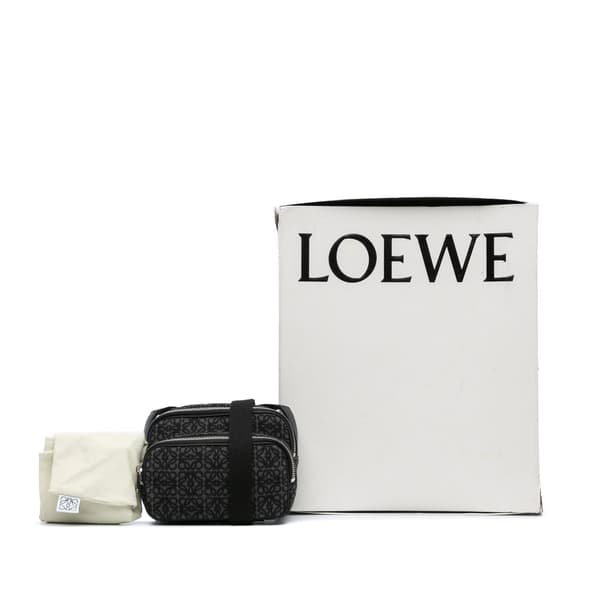 Pre-owned LOEWE Mini Anagram Canvas Logo Camera Bag Black
