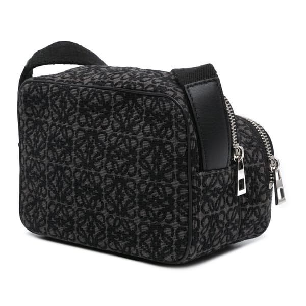 Pre-owned LOEWE Mini Anagram Canvas Logo Camera Bag Black