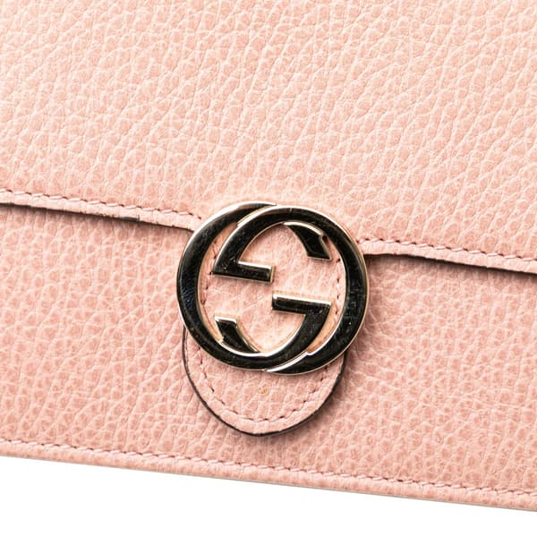 Pre-owned Gucci Interlocking G Dollar Wallet on Chain Pink